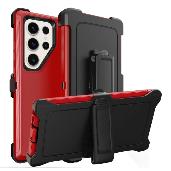 HEAVY DUTY CASE WITH CLIP - RED