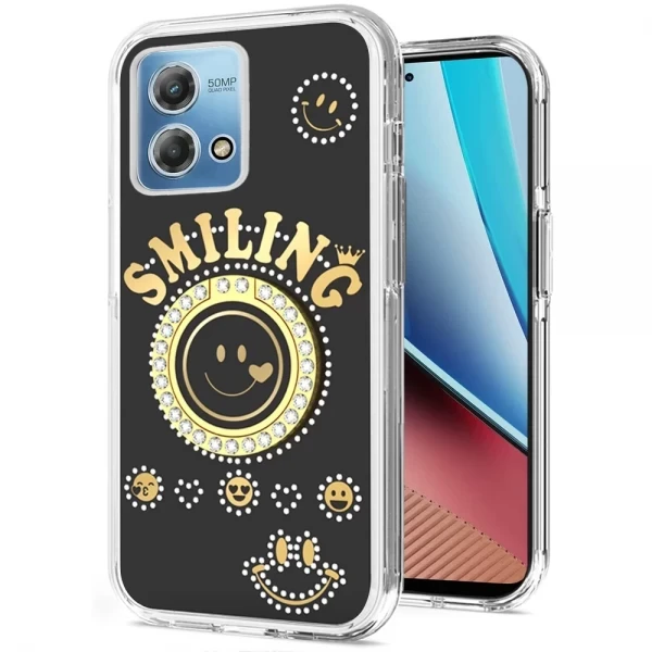 SILK Smiling Glitter Ornament Ring Case- BLACK  MOTO G POWER 5G 2024