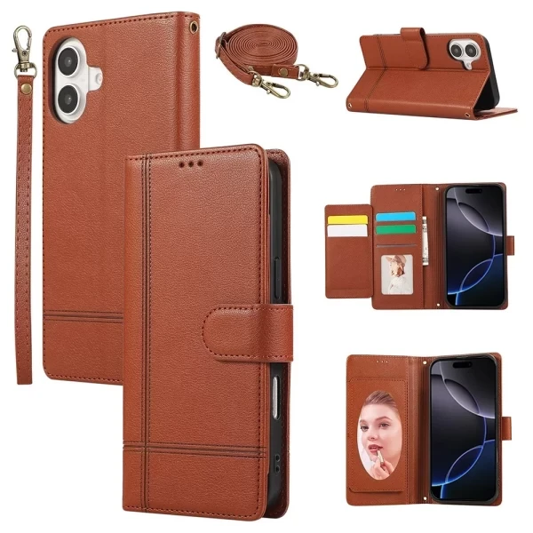 INTER MIRROR 5 SLOT CC WALLET - BROWN  IPHONE 16