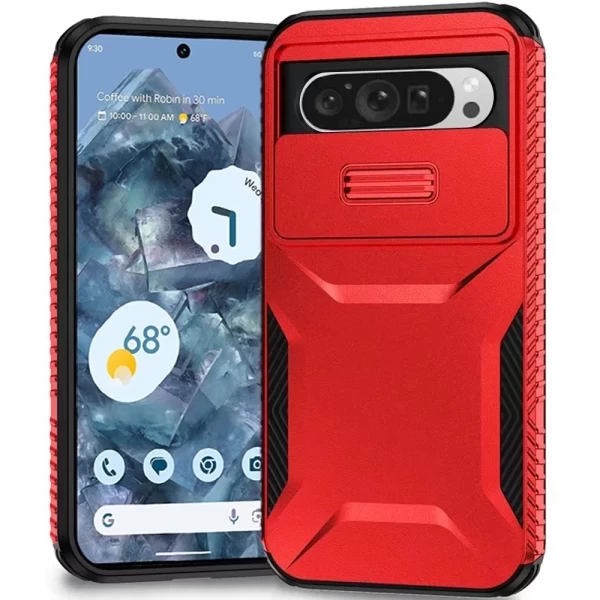 ENVOY SERIES U Design Hybrid with Camera Window Covering With Ring Stand - RED  GOOGLE PIXEL 9 PRO XL 6.8INCH