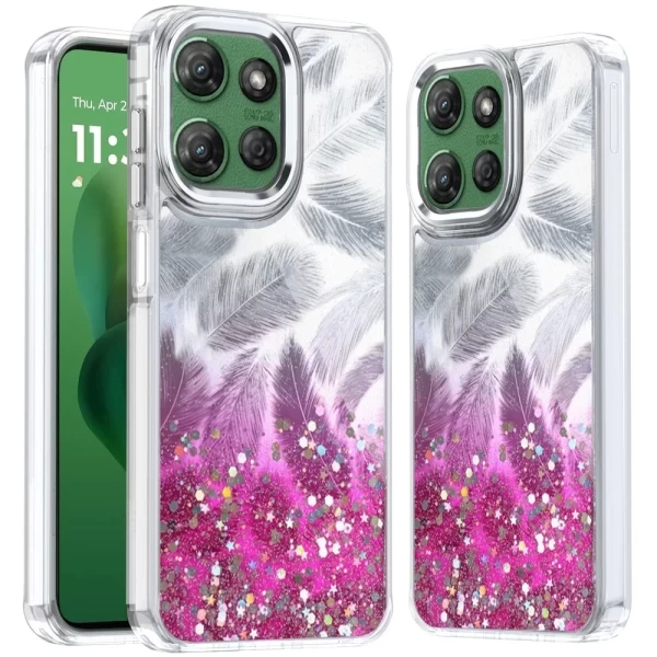 Epoxy Glitter Shimmer Hybrid Case - HOT PINK  MOTO G POWER 5G 2025