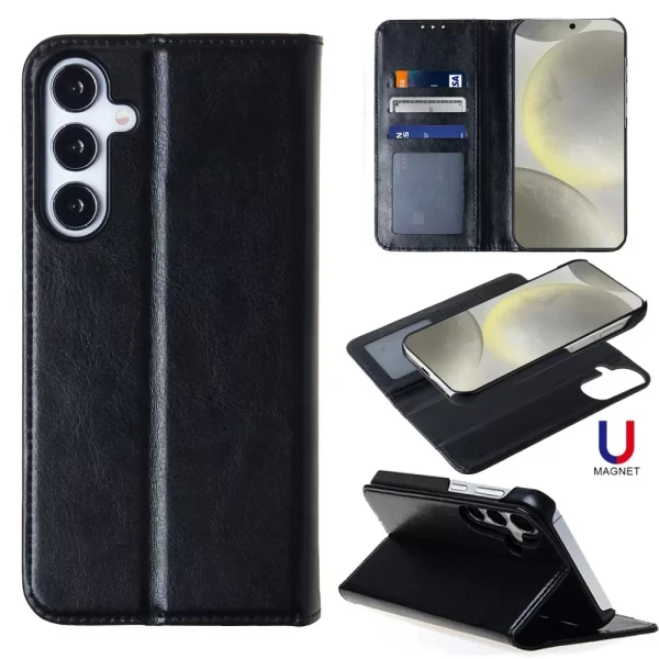 CONVEYOR LEATHER MAGNETIC WALLET - BLACK  GALAXY S25 PLUS