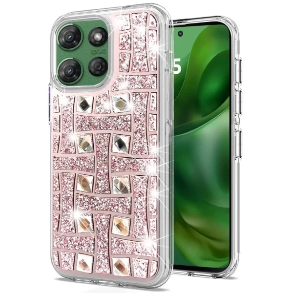 Bling Diamond Hybrid Case - ROSE PINK (L)  MOTO G POWER 5G 2025