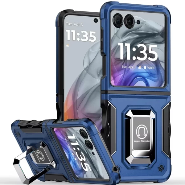 OPTIMUM Magnetic Ring Stand Hybrid Case - DARK BLUE MOTO RAZR 2024