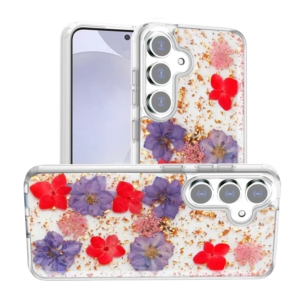 CONFORMITY REAL PRESSED FLOWER - PURPLE RED  GALAXY S25 PLUS